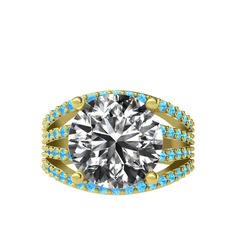 Amira Yüzük - Swarovski ve akuamarin 8 ayar altın yüzük #1p7k0cf