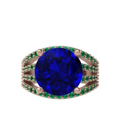 Lab safir ve yeşil kuvars 14 ayar rose altın yüzük