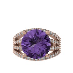 Ametist ve swarovski 14 ayar rose altın yüzük