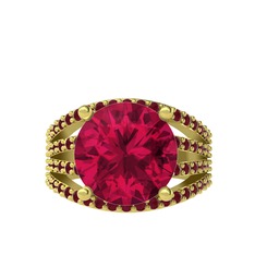 Amira Yüzük - Rodolit garnet ve kök yakut 8 ayar altın yüzük #1rgx54m
