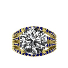 Amira Yüzük - Swarovski ve lab safir 8 ayar altın yüzük #1rvvdhg