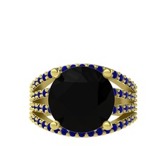 Amira Yüzük - Siyah zirkon ve lab safir 8 ayar altın yüzük #1s8t63d