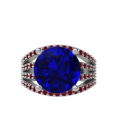 Amira Yüzük - Lab safir ve kök yakut 14 ayar beyaz altın yüzük #1sxtn6c