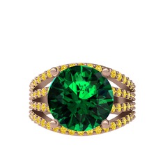 Yeşil kuvars ve sitrin 14 ayar rose altın yüzük