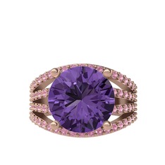 Amira Yüzük - Ametist ve pembe kuvars 925 ayar rose altın kaplama gümüş yüzük #1tol4ha