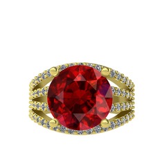 Garnet ve pırlanta 925 ayar altın kaplama gümüş yüzük (0.93 karat)