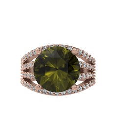 Peridot ve swarovski 14 ayar rose altın yüzük