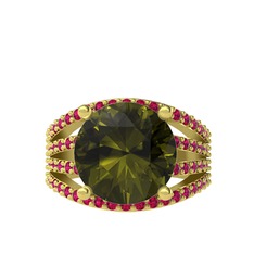 Amira Yüzük - Peridot ve rodolit garnet 18 ayar altın yüzük #1um8iky