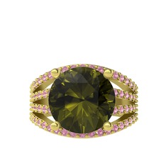 Amira Yüzük - Peridot ve pembe kuvars 8 ayar altın yüzük #1vpkz0y
