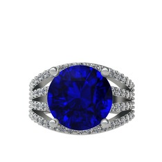 Amira Yüzük - Lab safir ve pırlanta 8 ayar beyaz altın yüzük (0.93 karat) #1vr9i5m