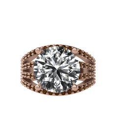 Beyaz zirkon ve dumanlı kuvars 14 ayar rose altın yüzük