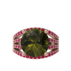 Peridot ve rodolit garnet 8 ayar rose altın yüzük