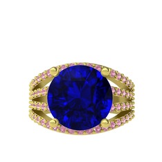 Lab safir ve pembe kuvars 8 ayar altın yüzük