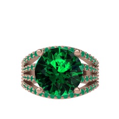 Amira Yüzük - Yeşil kuvars ve kök zümrüt 18 ayar rose altın yüzük #1xymv41