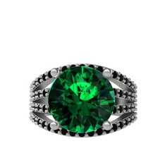 Amira Yüzük - Yeşil kuvars ve siyah zirkon 14 ayar beyaz altın yüzük #1y3zr7f