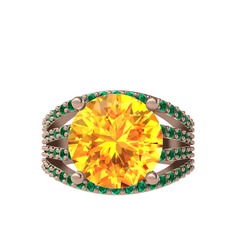 Amira Yüzük - Sitrin ve yeşil kuvars 8 ayar rose altın yüzük #1yqk488