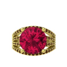 Amira Yüzük - Rodolit garnet ve dumanlı kuvars 925 ayar altın kaplama gümüş yüzük #30utaa