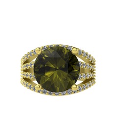 Amira Yüzük - Peridot ve pırlanta 925 ayar altın kaplama gümüş yüzük (0.93 karat) #3fbxmg