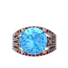 Akuamarin ve garnet 925 ayar gümüş yüzük