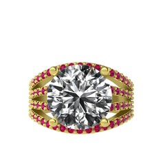 Amira Yüzük - Beyaz zirkon ve rodolit garnet 8 ayar altın yüzük #4zxqkb