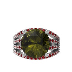 Peridot ve garnet 925 ayar gümüş yüzük