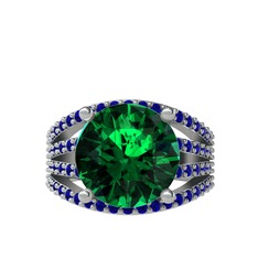 Amira Yüzük - Yeşil kuvars ve lab safir 925 ayar gümüş yüzük #5jlsn2