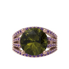 Amira Yüzük - Peridot ve ametist 14 ayar rose altın yüzük #6zo8em
