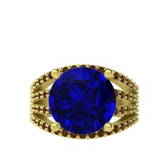 Amira Yüzük - Lab safir ve dumanlı kuvars 14 ayar altın yüzük #83qyox