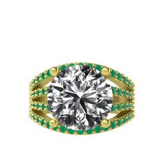 Amira Yüzük - Swarovski ve kök zümrüt 18 ayar altın yüzük #8czkg8