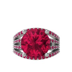 Amira Yüzük - Rodolit garnet 14 ayar beyaz altın yüzük #8s1cmb