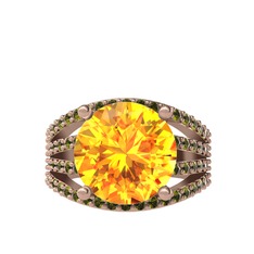 Amira Yüzük - Sitrin ve peridot 925 ayar rose altın kaplama gümüş yüzük #8uoh14