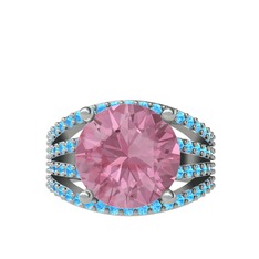 Amira Yüzük - Pembe kuvars ve akuamarin 925 ayar gümüş yüzük #9f1mg8