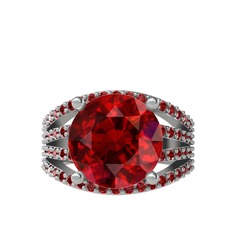 Amira Yüzük - Garnet 14 ayar beyaz altın yüzük #bdt245