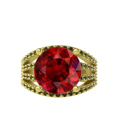 Amira Yüzük - Garnet ve peridot 14 ayar altın yüzük #e841kk