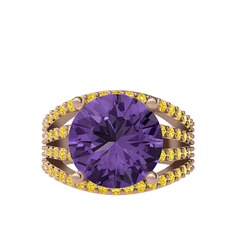 Amira Yüzük - Ametist ve sitrin 18 ayar rose altın yüzük #ekc7qg