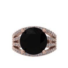 Amira Yüzük - Siyah zirkon ve pırlanta 925 ayar rose altın kaplama gümüş yüzük (0.93 karat) #f5kd6y