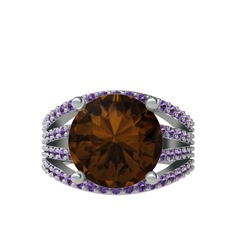 Amira Yüzük - Dumanlı kuvars ve ametist 925 ayar gümüş yüzük #firrfd