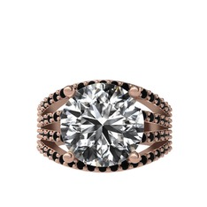 Amira Yüzük - Swarovski ve siyah zirkon 14 ayar rose altın yüzük #fisjze