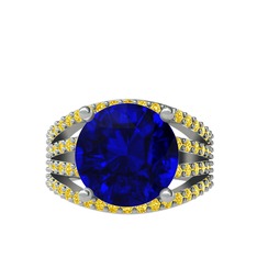 Lab safir ve sitrin 14 ayar beyaz altın yüzük