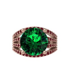 Amira Yüzük - Yeşil kuvars ve kök yakut 14 ayar rose altın yüzük #ghoms4