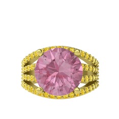 Pembe kuvars ve sitrin 8 ayar altın yüzük