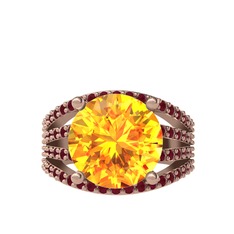 Amira Yüzük - Sitrin ve kök yakut 14 ayar rose altın yüzük #h4igww