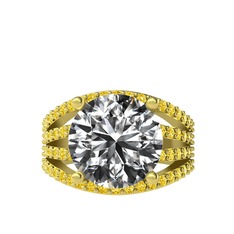 Beyaz zirkon ve sitrin 8 ayar altın yüzük