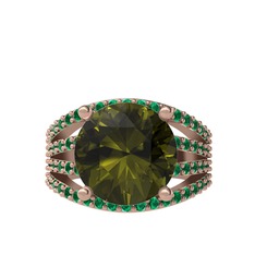 Amira Yüzük - Peridot ve yeşil kuvars 8 ayar rose altın yüzük #he2ax1