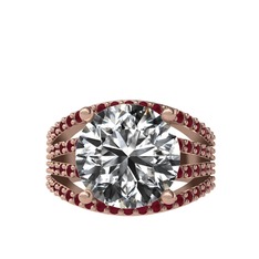Swarovski ve kök yakut 14 ayar rose altın yüzük