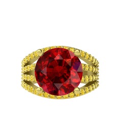 Garnet ve sitrin 8 ayar altın yüzük