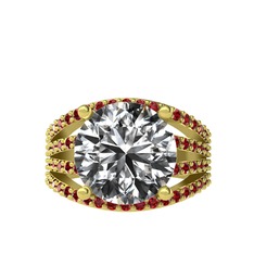 Amira Yüzük - Beyaz zirkon ve garnet 8 ayar altın yüzük #i0asod