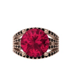 Amira Yüzük - Rodolit garnet ve siyah zirkon 14 ayar rose altın yüzük #ixhhz8