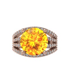 Amira Yüzük - Sitrin ve swarovski 14 ayar rose altın yüzük #jbg767