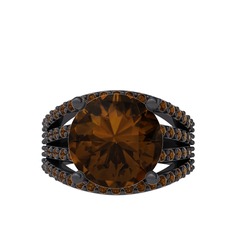 Dumanlı kuvars 925 ayar siyah rodyum kaplama gümüş yüzük